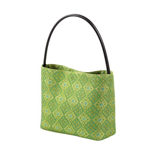 Green Diamond Zhuang Brocade Shoulder Tote