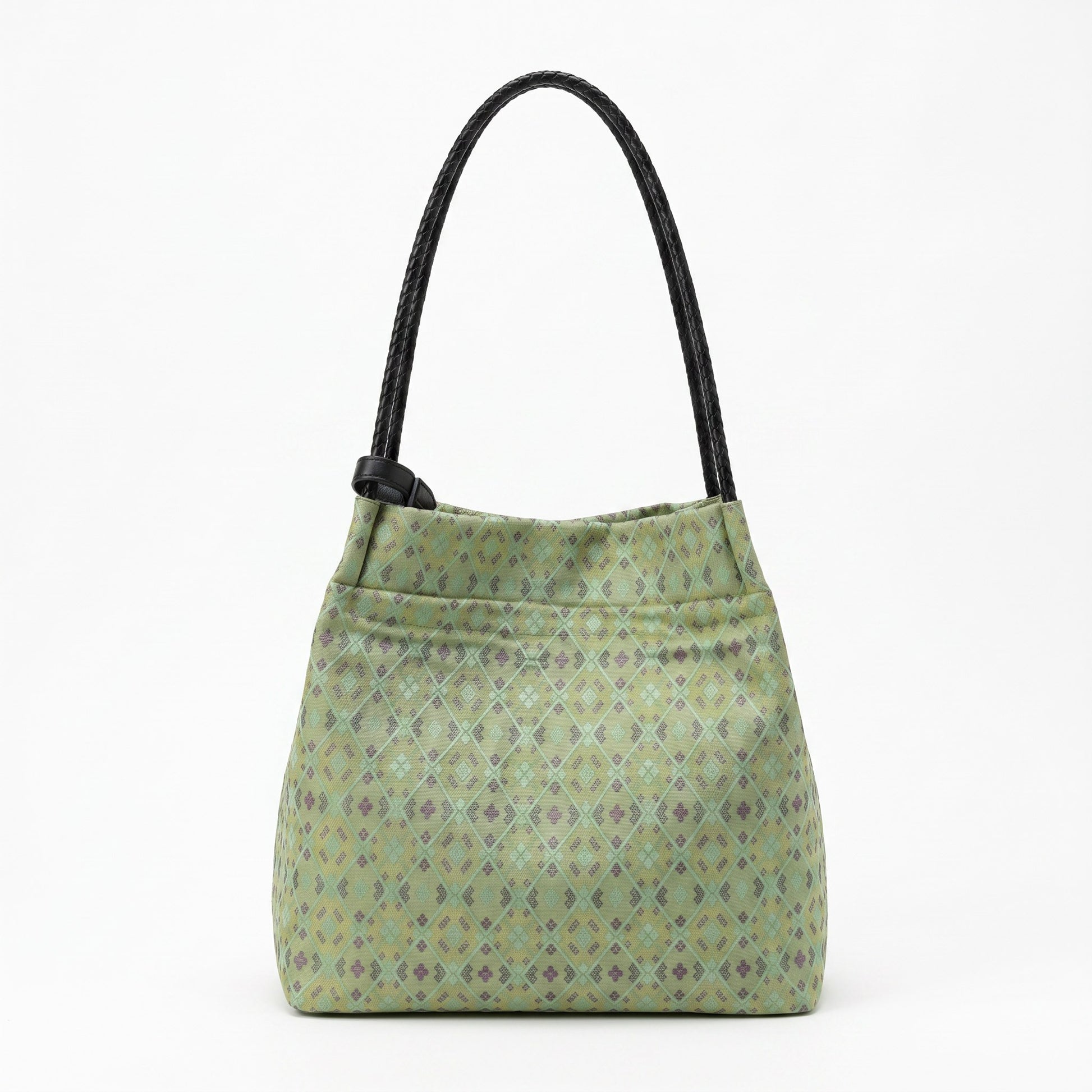 Green Plaid Zhuang Brocade Tote Bag