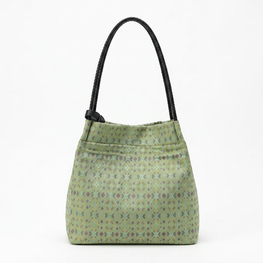 Green Plaid Zhuang Brocade Tote Bag
