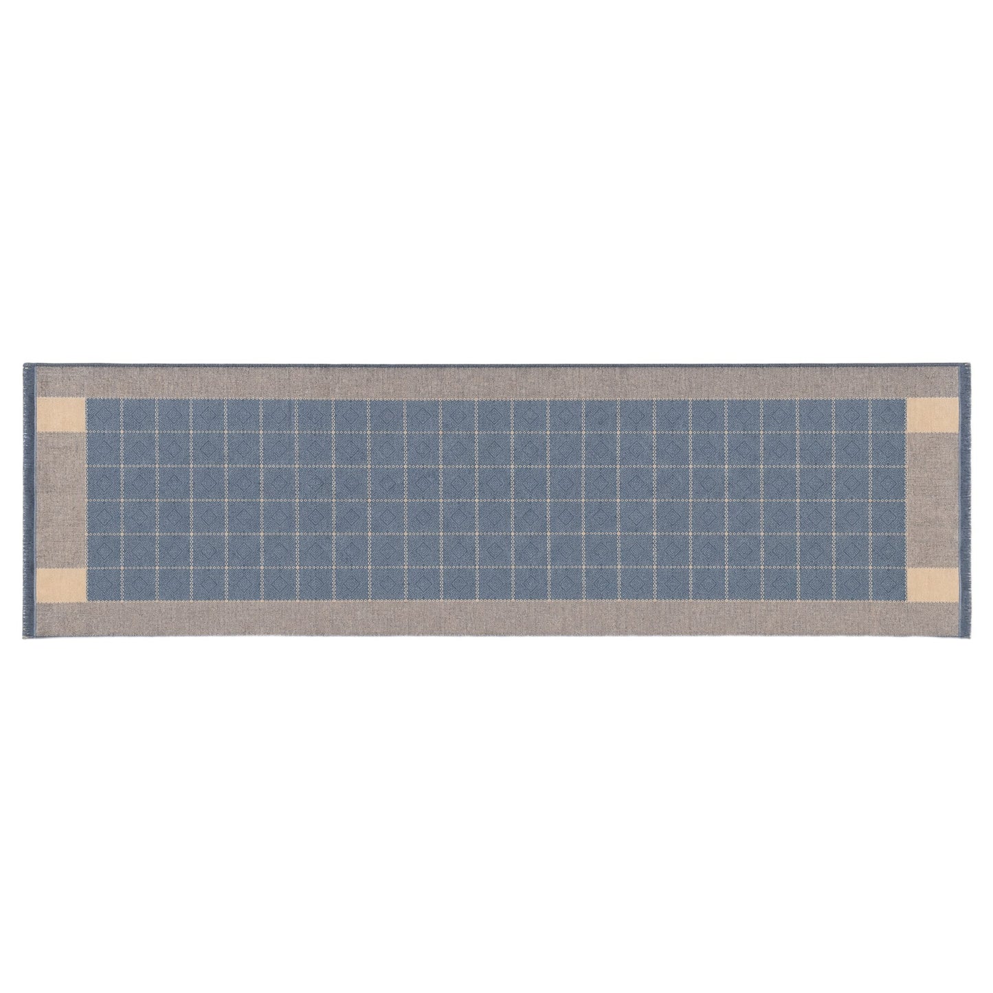 Grey Grid Zhuang Brocade Silk Scarf
