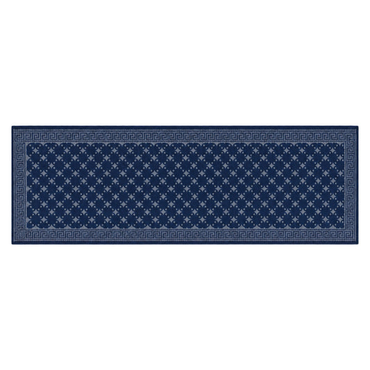 Navy Grid Zhuang Brocade Silk Scarf