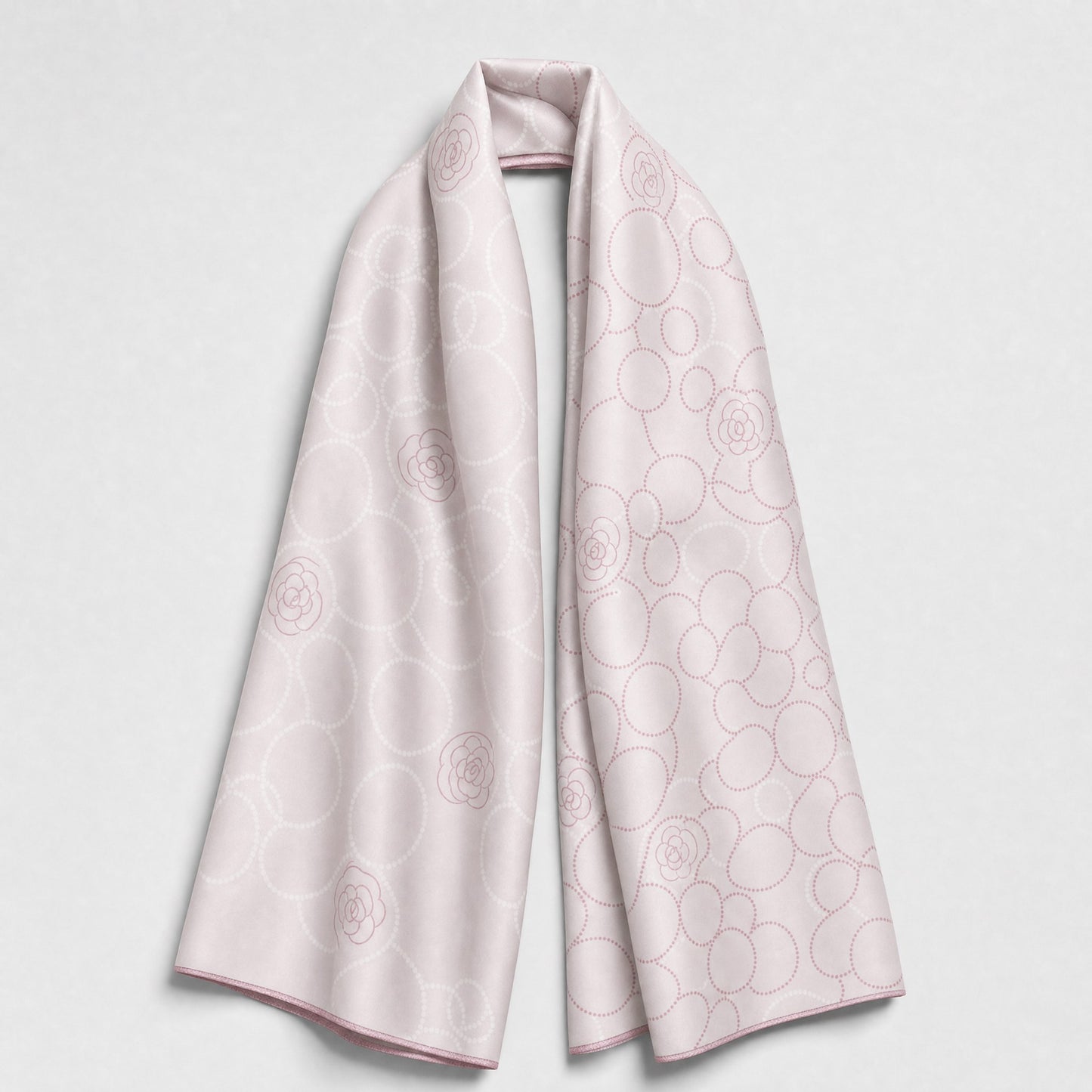 Pale Pink Circle Pattern Silk Scarf