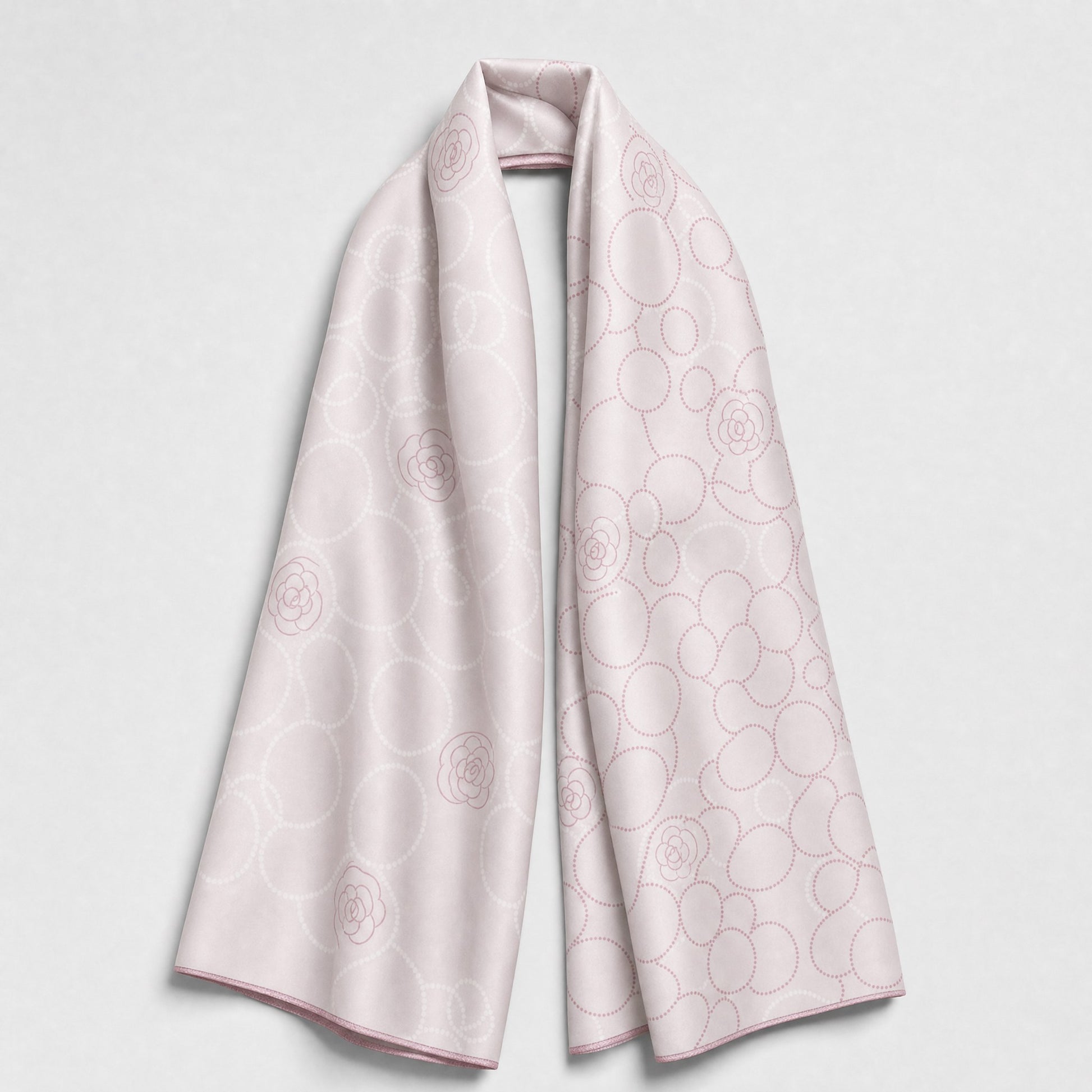Pale Pink Circle Pattern Silk Scarf