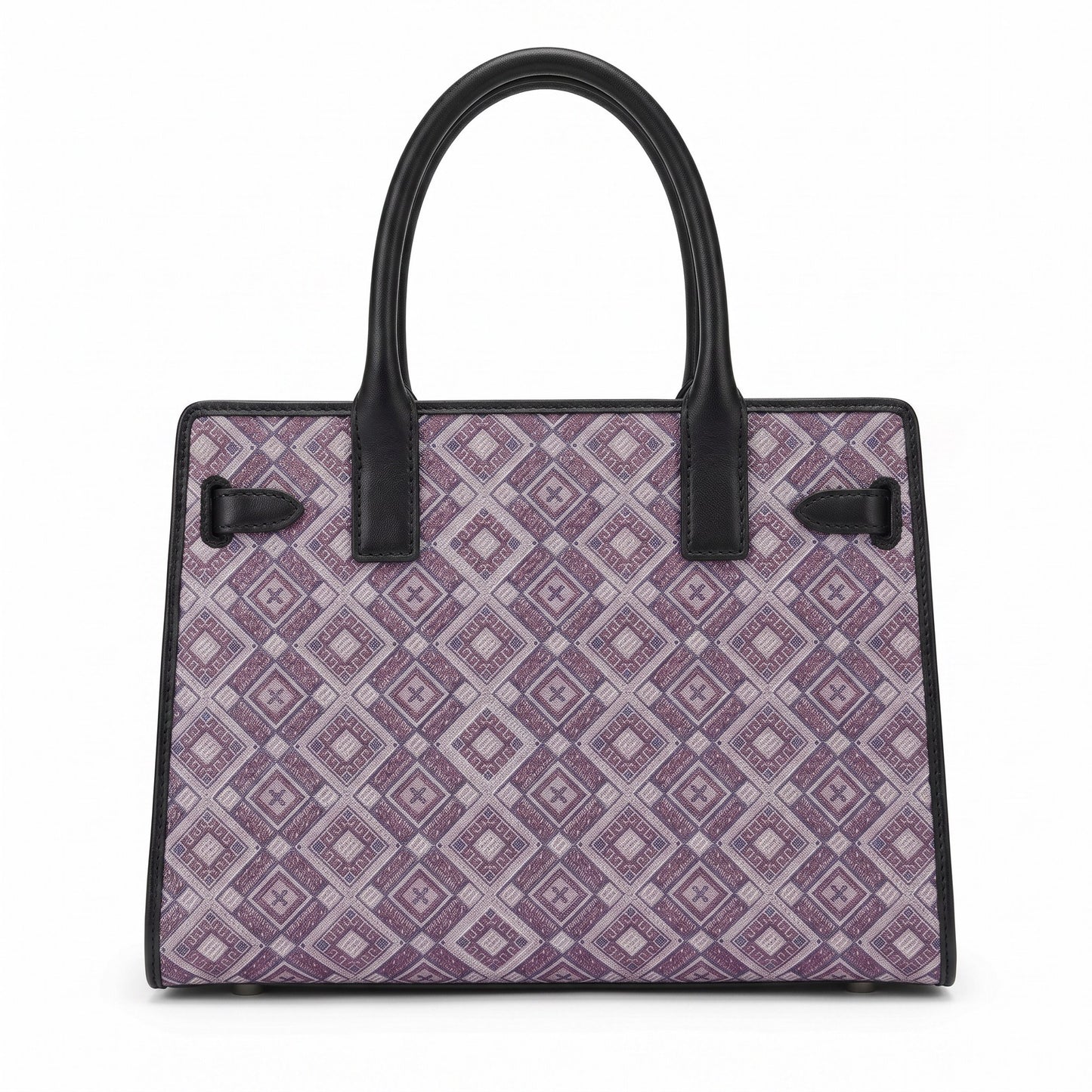 Purple Grey Plaid Zhuang Brocade Handbag