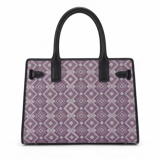 Purple Grey Plaid Zhuang Brocade Handbag