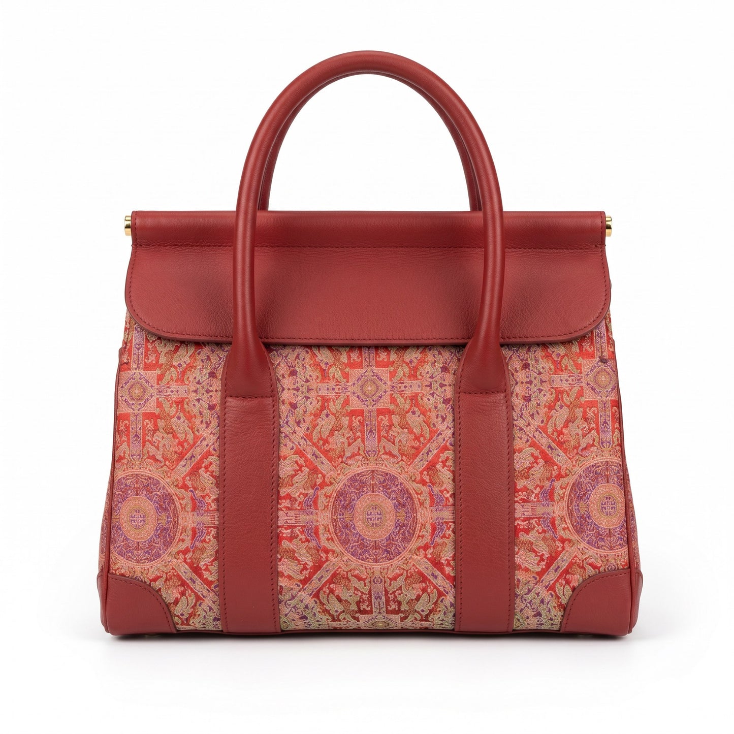 Red Zhuang Brocade Top-Handle Bag