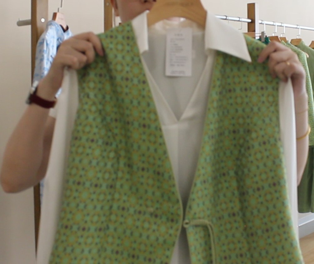 Women's Green Zhuang Brocade Waistcoat