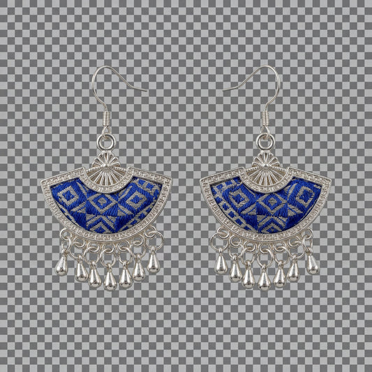 Zhuang Brocade Fan Tassel Earrings