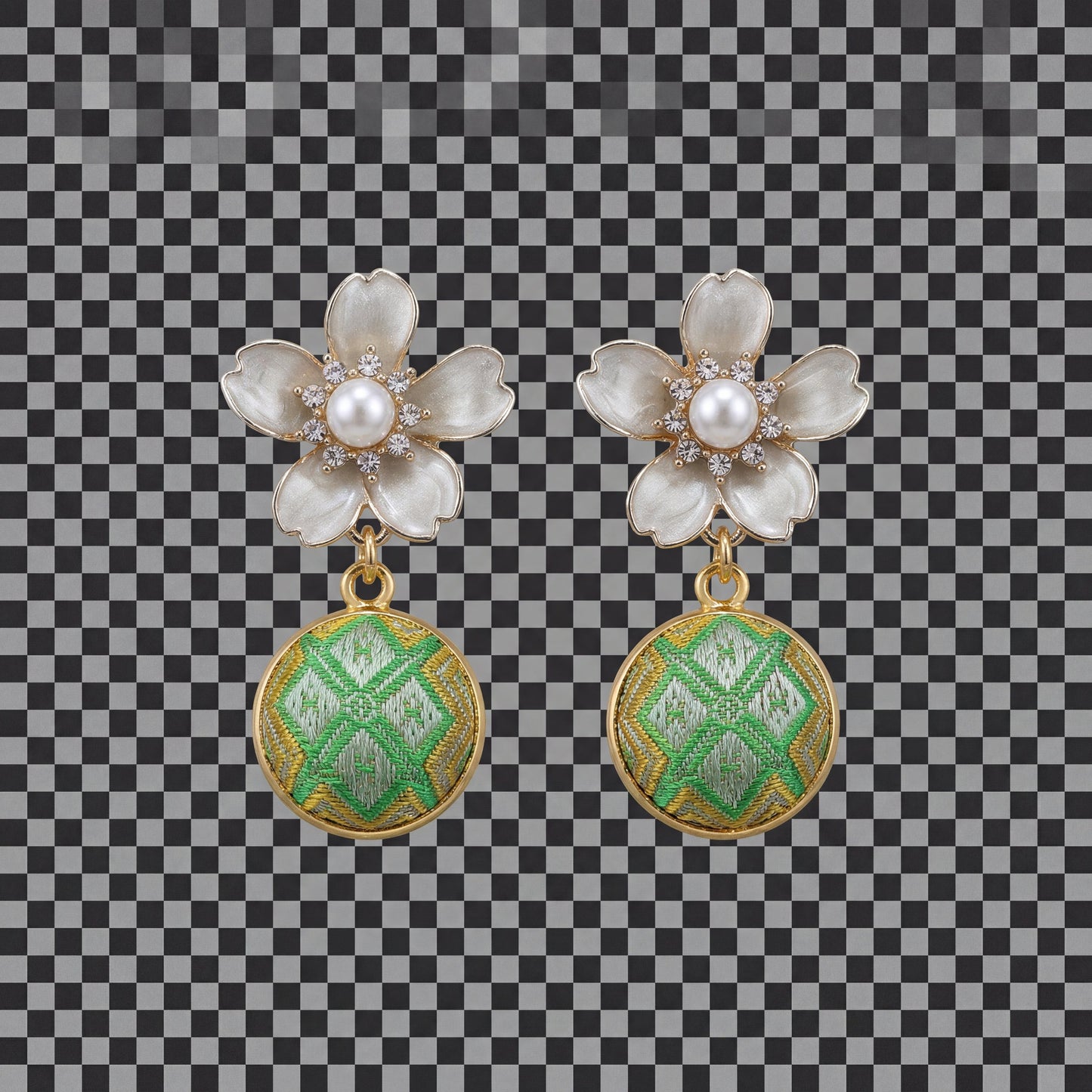 Zhuang Brocade Floral Tassel Earrings