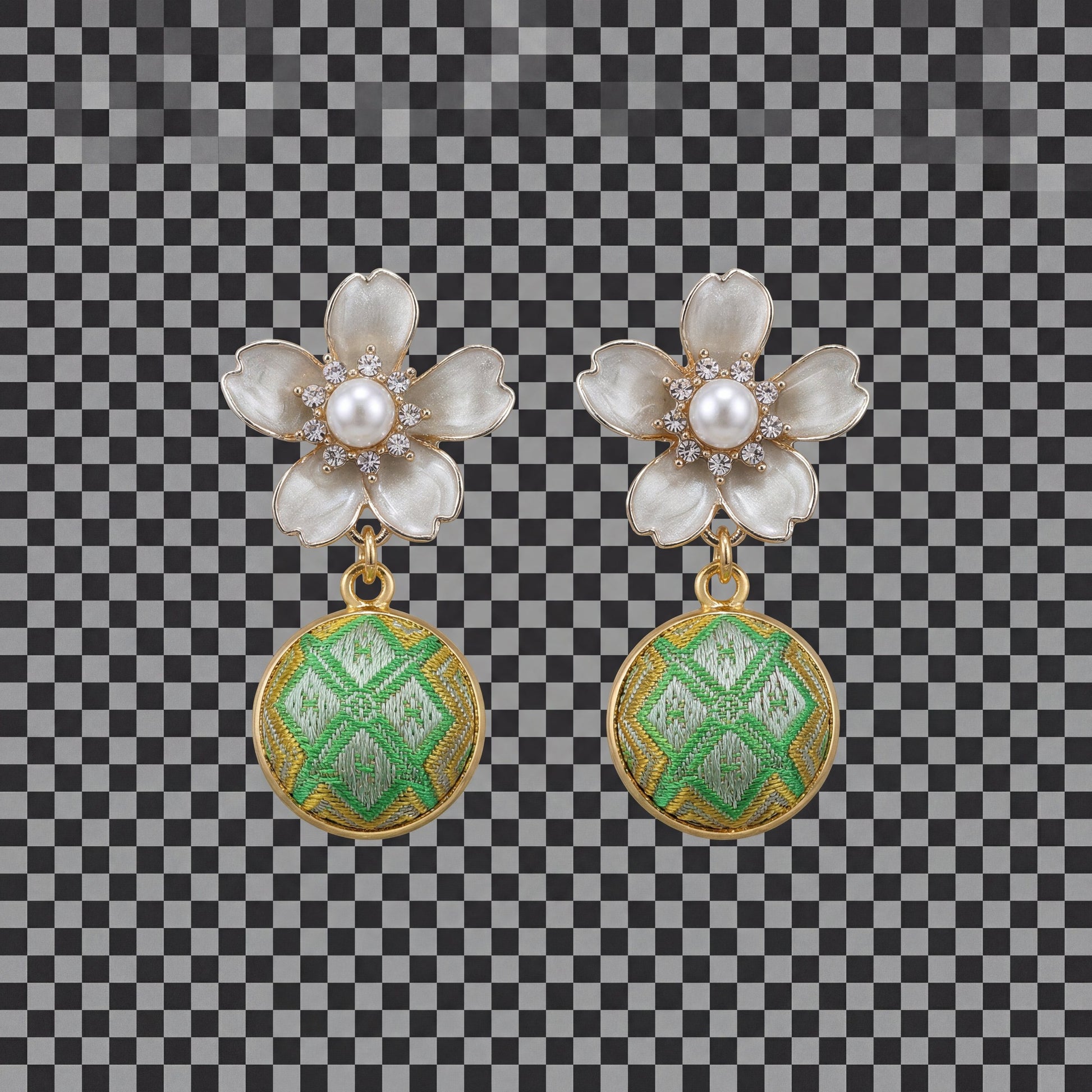 Zhuang Brocade Floral Tassel Earrings