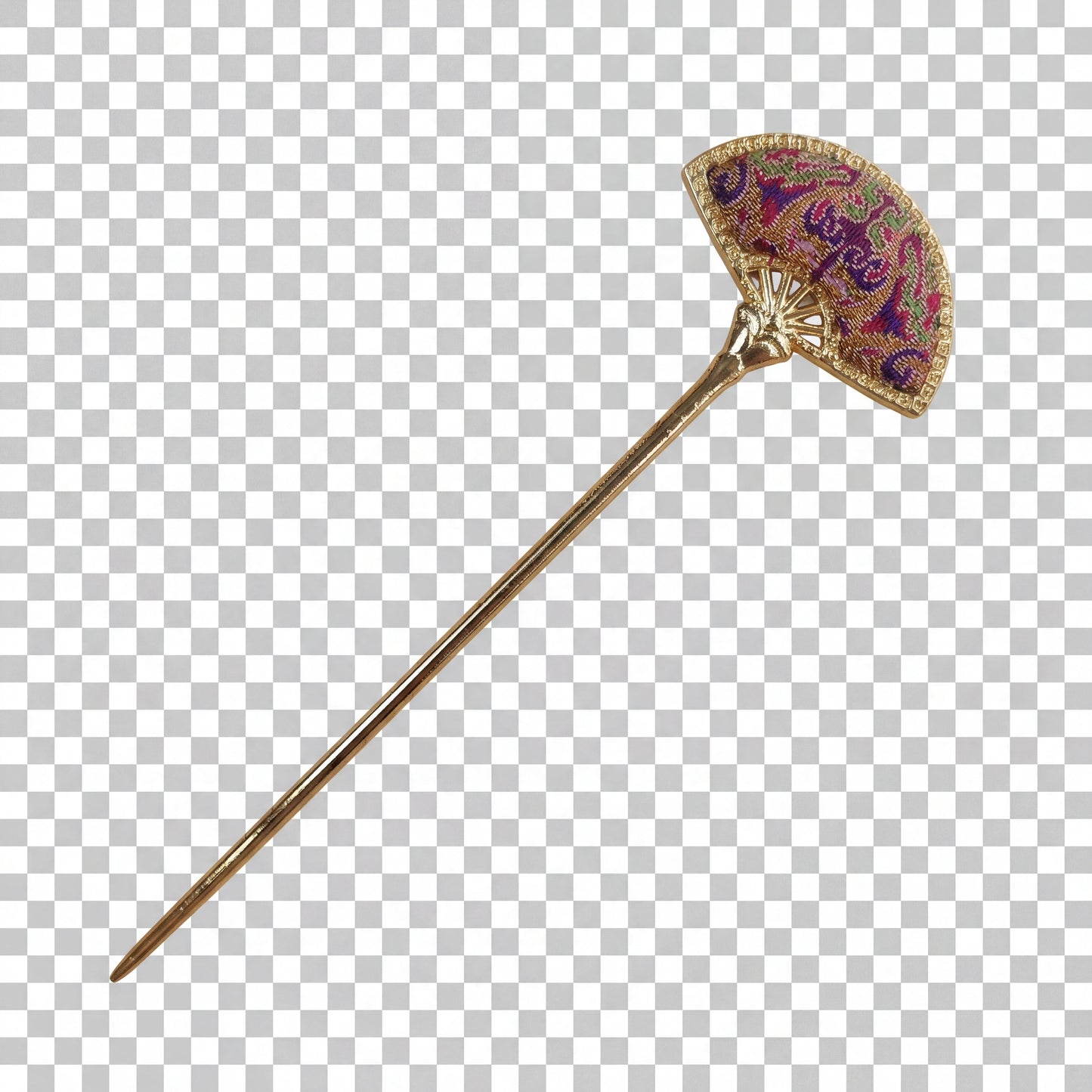 Zhuang Brocade Folding Fan Hairpin