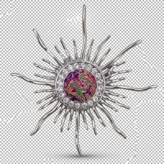 Zhuang Brocade Sunflower Brooch