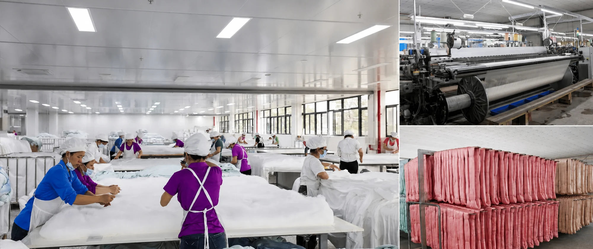 Silk bedding production, weaving equipment and finished bulk goods