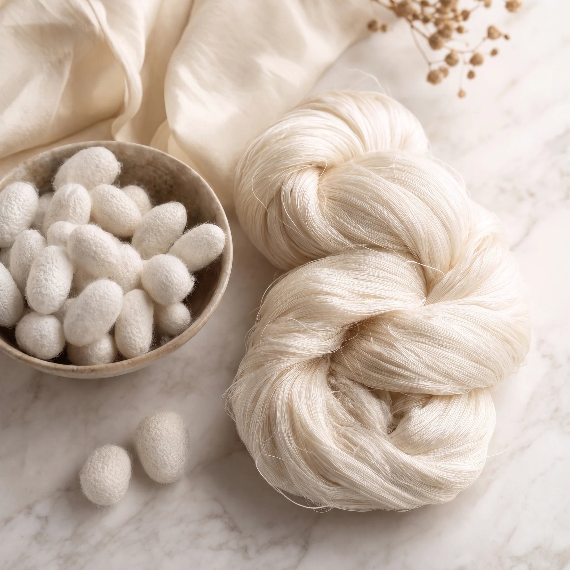 Grade 6A organic mulberry raw silk and silk filling