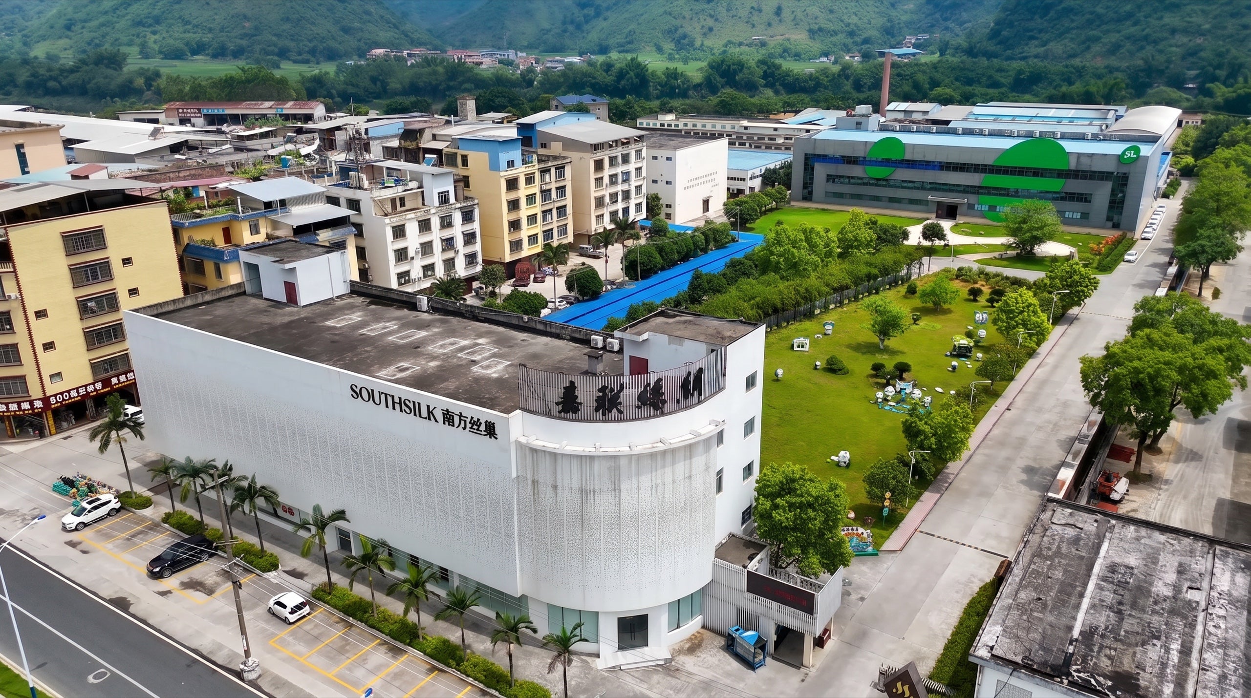 Aerial view of the SOUTH SILK manufacturing campus in Guangxi